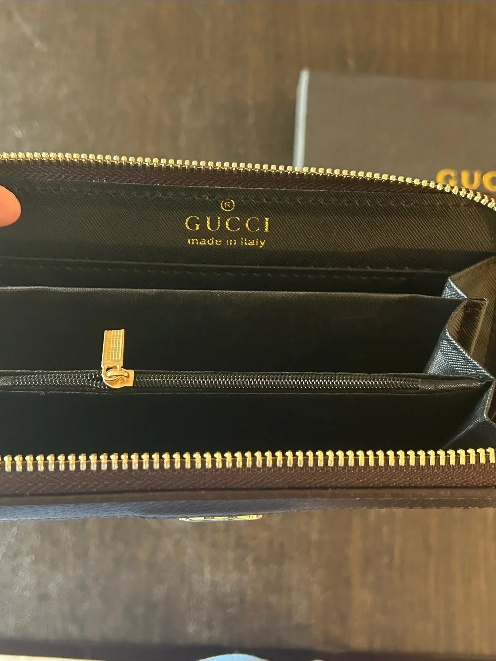 Gucci GG Supreme Canvas Zip Wallet with Web Stripe - Beige/Brown/Green/Red - Picture 3 of 3